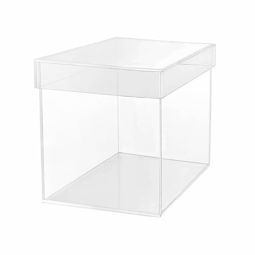 TUKA-i-AKUT 30x30x30 cm Vitrine Acrylique de Présentoir Forme de Cube, 5 faces avec Couvercle, Transparent Boîte Cadeau, Boîte Rangement Collections Musées Bijoux Jouets Décorations Cadeaux, TKD8254