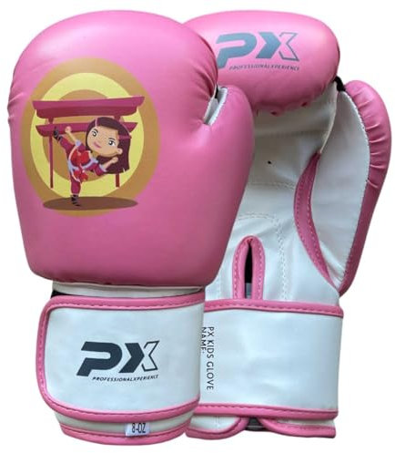 PX Kids Glove Girls Boxhandschuhe pink-weiß 2 Oz - Gepolsterte Trainingshandschuhe - Fitness, Sparring und Wettkampf - Ergonomisch - Unisex, Kinder
