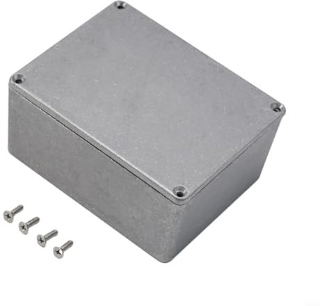 Oniissy Scatola in alluminio effetto metallo per strumenti elettrici argentati, impermeabile per alimentazione esterna/esterna (1590 C (120 x 94,5 x 50 mm)