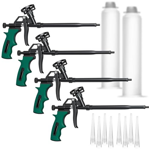 4PCS Foam Gun - Green Professional Expanding Spray Applicator for Insulation Adhesive Precise Foam Dispensing Tool for Sealing Construction and Home Improvement Durable and Easy to Use
