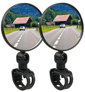 2 espejos retrovisores para bicicleta, giratorios 360°, plegables, universales, para manillares de 15 – 35 mm, para bicicletas de carretera, scooter y montaña