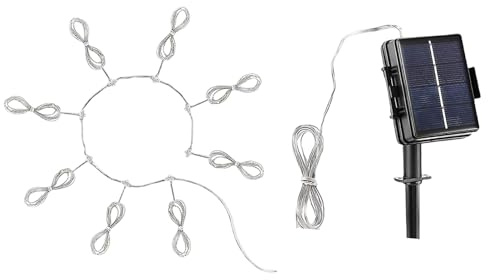 Lampada solare per ombrellone da terrazza, luce solare a funzionamento solare,Ghirlanda luminosa esterna con 8 impostazioni di luminosità | Luce decorativa a energia solare