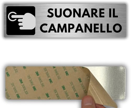 LEIASA | Señal adhesiva sonar timbre - 5 x 18 cm - Grosor 0,8 mm - Aluminio - Placa para tocar el timbre - Pulsar timbre - (indicación timbre 2)