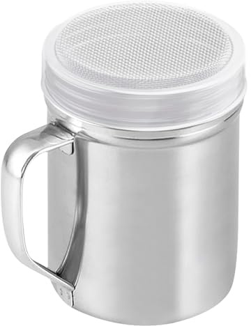 Ahuuen Polverizador De Azúcar En Polvo Acero Inoxidable, Salero Fino Con Tapa Antipolvo, Dispensador Con Asa Para Café Azúcar Harina Repostería Mesa Bar Camping