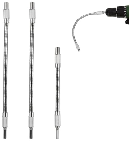 3 Stück Biegsame Welle, Flexibler Bithalter 1/4 Zoll Hex-Shank Flexible Verlängerung Um Die Ecke Bohrerverlaengerung für Bohrmaschine Schraubendreher(20cm & 30cm)