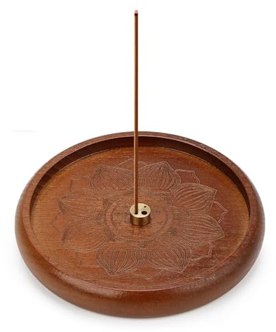 Soporte para incienso de loto de madera, soporte para incienso, soporte para incienso, soporte para varillas de incienso con bandeja de recogida de cenizas, ideal para decoración del hogar, meditación