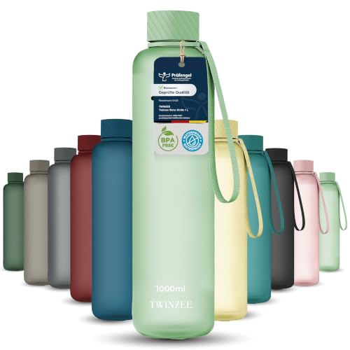 Twinzee Gourde 1L Tritan - Anti-Fuite et sans BPA pour le Sport, l'École et le Bureau - Gourde 1 litre Compatible Lave-Vaisselle - Vert Clair