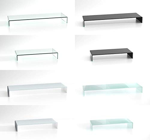 DURATABLE® Laptopständer aus Glas in Superweiß 900 mm x 300 mm x 130 mm Glastisch LCD Bildschirmerhöhung Fernsehtisch TV Tisch