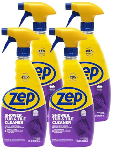 Zep Shower Tub and Tile Cleaner 32 oz ZUSTT32 (Case of 4) -Eliminates Hard Water Stains and limescale