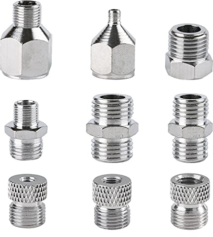 SAGUD 9pcs Airbrush Adapter Set Air Brush Fitting Connector Kit Airbrush Accessories for Mini Air Compressor and Air Hose Supplies
