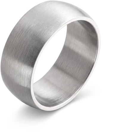 meditoys Bandring aus Edelstahl, 10 mm breiter Fingerring, Silber matt gebürstet, Edelstahlring für Damen & Herren, Größe: 68 (21.6), robust und kratzfest