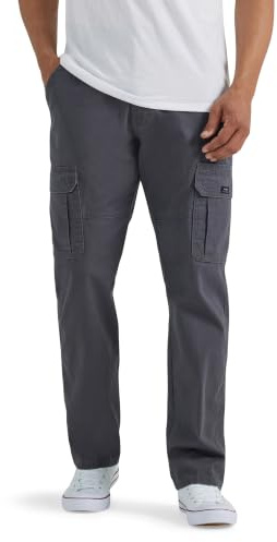 Wrangler Authentics Men's Relaxed Fit Stretch Cargo Pant, Anthracite Twill, 36W x 29L