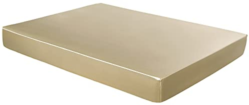 Michorinee Satin Spannbettlaken 140x200cm Gold Glatt Seide Glanzsatin Bettlaken Boxspringbett Topper Microfaser Spannbetttuch für Matratze bis 25 cm
