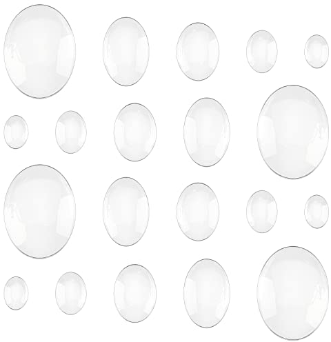 PH PandaHall 5 Größen Clear Ovale Cabochons, 100 Stück Klarglasfliesen Flatback Runde Cabochons Dome Cameo Perlen Kristallverzierungen Für DIY Fotoanhänger Ohrring Halskette, 14/18/25/30/40 mm