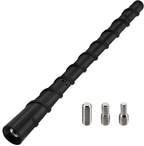 VooGenzek Mini Antena Universal Corta 18cm para Coche con 3 Tornillos M4/M5/M6, Radio FM/AM