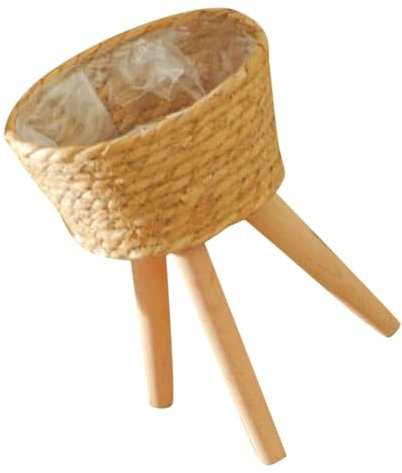 INOOMP Cesta Tejida para Plantas Soporte para Macetas De Interior Madera Resistente Diseño Minimalista Adecuado para Decoración De y Jardines Fácil De Transportar