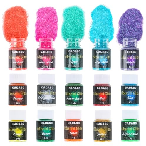 EXTRAPINS 15 Farben Glitzerpulver,Feiner Glitte 150G,Glitzer Pulver Glitter Bunten,Holographic Glitzer Pulver,DIY Basteln Glitzer für Epoxidharz,Dekoration,Masquerade,Nagelkunst