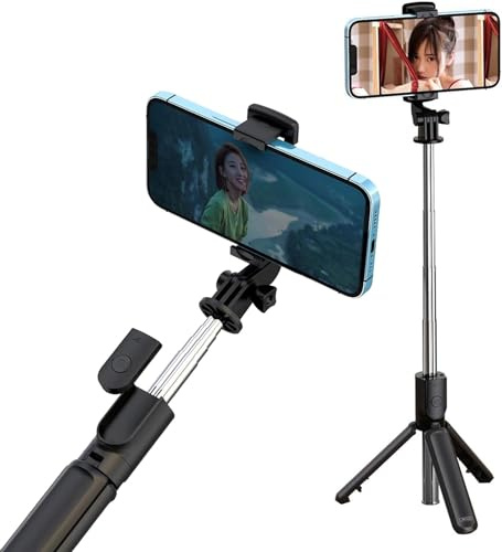 3-i-1 Selfiepinne stativ lämpligt för Xiaomi Redmi A2 12 R 13C 13 Lite Pro Ultra Turbo 5G 4G bärbart utdragbart telefonstativ av rostfritt stål med avtagbart trådlöst fjärrkontrollstativ