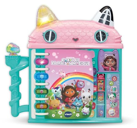 VTech - La Maison-Livre Éducative Gabby et La Maison Magique - Livre Interactif Enfant de 14 Pages Illustrées, Jeux Éducatifs - Jouet Gabby Chat - Cadeau Enfant de 3 Ans à 7 Ans - Contenu en Français