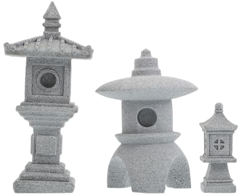 INOOMP 3piezas Estatuas De Faroles De Piedra Japoneses Decoración De Patio Diseño De Jardín Zen