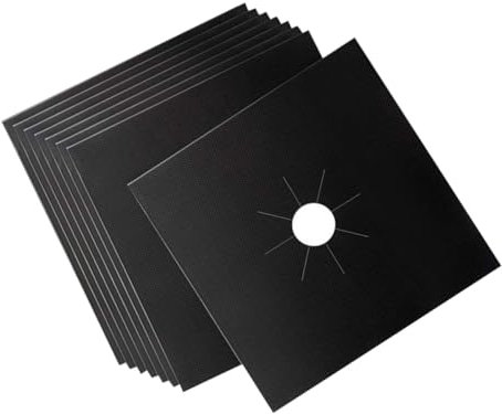 LABRIMP Almohadillas De Limpieza Para Quemadores De Estufa De Gas 0.2mm De Grosor Negras 8 Piezas Reutilizables De Cocina Antiadherentes