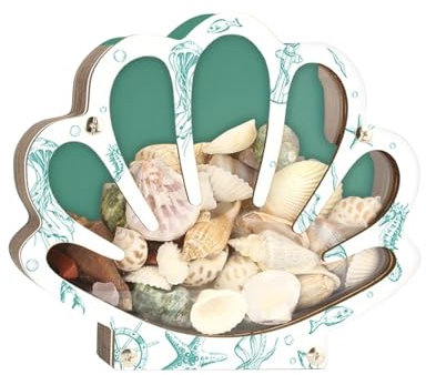 Estuche Para Mostrar Conchas Marinas,Expositor Portátil de Conchas Decorativas - Caja Decorativa de Madera Transparente Portátil para Exhibir y Proteger en Baños, Playa, Salón, Coleccionistas y Decora