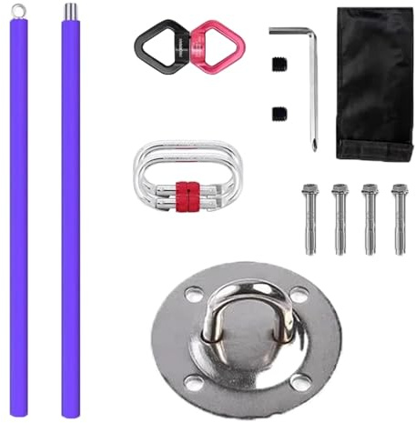 Minglez Barra Pole Dance Barra de Suspensión Aérea para Fitness, Barra de Pole Dance para Ejercicios de Striptease en Casa, Barra Profesional de Acero y Silicona(Purple,2m/6.6ft)
