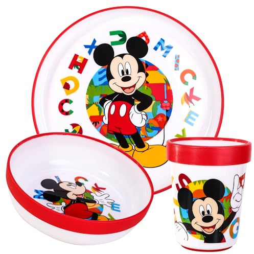 Mickey Mouse 3pcs Reusable Bicolor Kids Dinner Tableware Set