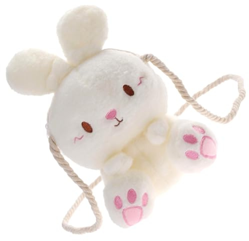 Ciieeo Bolso de Conejito de Peluche Blanco para Niña Bolso Cruzado de Hombro Esponjoso de Dibujos Animados Monedero Infantil Suave para Invierno y Fiestas