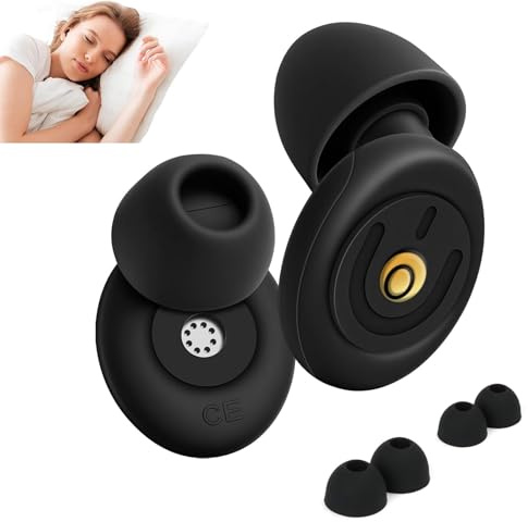 Schlaf Ohrstöpsel mit 50dB Geräuschreduzierung, 3 Paar wiederverwendbare Ohrstöpsel aus weichem Silikon für erholsamen Schlaf, Flüge und Konzerte - Schwarz, Superweich und Hautfreundlich