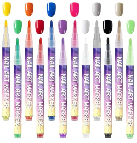 Bolígrafo de Esmalte de Uñas | 12 Colores Rotulador de Gel 3D Artístico - Marcadores para Decorar Uñas,Para Casa Fiesta Boda Formal Viaje Manicura Casual Festival Mujeres
