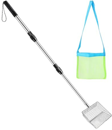 Beach Sand Sifter | Stainless Steel with Mesh Bag,Mesh Seashell Scooper for Beach | for Sea Shore Coast Vacation Trip Summer Outdoor Holiday Party