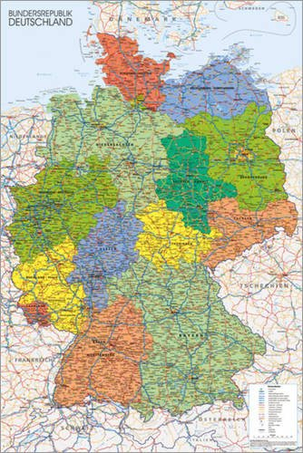 Poster Deutschland Karte - preiswertes Plakat, XXL Wandposter im Format 61 x 91.5 cm