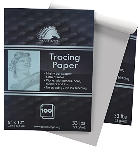 MyArtscape Tracing Paper Pad - 33lb - 9 x 12 - 100 Transparent Sheets - Artist Quality