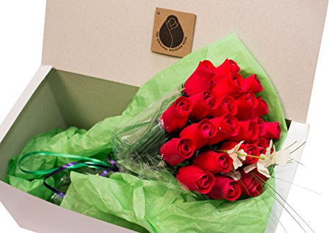 The Original Wooden Rose All Red Roses Floral Flower Bouquets in a Gift Box (2 Dozen) …