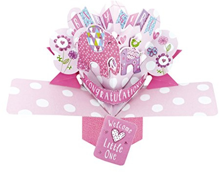 Second Nature Neue Baby Pop Up Card mit Baby Girl Congratulations  Beschriftung in rosa