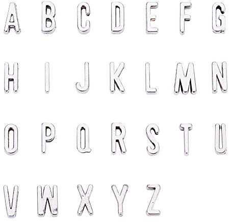 PandaHall 130 Stücke Letter AZ Pendent Tibetischen Legierung Alphabet A-Z Charme Buchstaben Dia-perlen Charme für DIY Handwerk Flache Armband Armbänder Halskette Halsreif Schmuckherstellung
