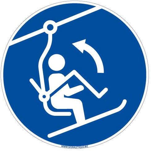 Panneau - Remonter La Barre de Sécurité du Télésiège - Diamètre 350 mm - Aluminium 2 mm - Protection Anti-UV