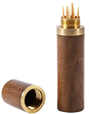 HERCHR Porte-cure-dents en bois, Porte Cure Dents, Boîte de Cure Dents, Boîte à Cure Dents Poche, boîte à cure-dent portable mini distributeur de cure-dents pour pique-nique de voyage et camping
