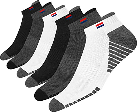 NAVYSPORT Chaussettes de Sport Basses Homme 43-46 Coton Coussin Coussin - Lot de 6 Paires Chaussettes Courtes Femme (EU 43 46, Multicolore)
