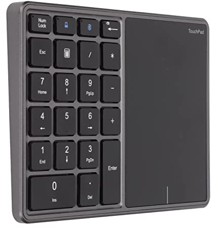 Kabelloser Ziffernblock, 2 in 1 22 Tasten 2,4 G Touchpad Bluetooth 4.2 Nummernblock, Typ C Aufladung 500 MAh Finanzbuchhaltungstastatur, für Laptop, PC, Desktop(Eisengrau)