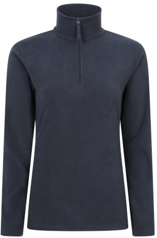 Mountain Warehouse Camber Half Zip Women's Fleece - Lightweight, Warm & Cosy Half Zip Sweatshirt - Best for Spring Summer, Camping, Outdoors, Travelling & Hiking Dark Blue (Plain) M