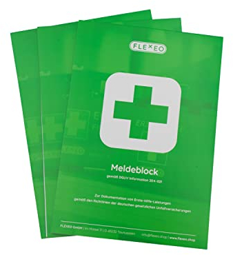 FLEXEO Meldeblock | DSGVO konforme Alternative zum Verbandbuch | 50 Blatt | DIN A5 | Gem. DGUV 204-020 | Stand 2021 | Verbandsbuch Betrieb 2021 | Verbandbuch für Betriebe 2021 | 3 Stück