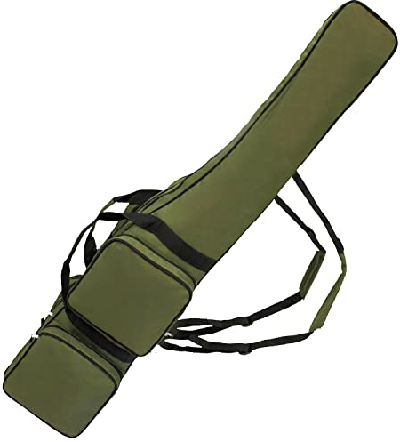 QMBasic Allround RUTENTASCHE Angeln Tasche mit 2-4 Innenfächern für Angelruten, Kescher und Rutenhalter
