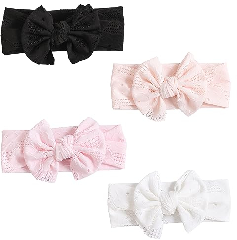 4 Stück aushöhlen Stirnband, Haarschmuck mit Schleife, elastische Stirnbänder mit breiter Krempe, niedliche Fotografie-Requisiten, weiche und dünne Stirnbänder, Duschzubehör (10,5 * 16,5 cm)