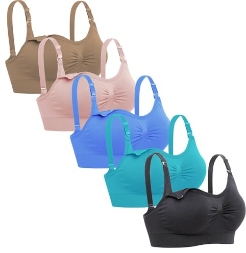 Lataly Lot de 5 Soutiens-Gorge d'allaitement sans Armatures pour Femme, Taille M
