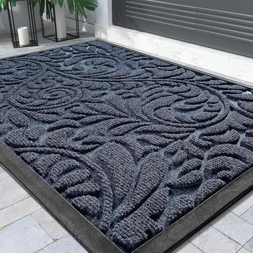 Yimobra Door Mat, Heavy Duty Front Welcome Mats for Home Entrance Outdoor Indoor, Doormat for Outside Back Patio Floor Entry Porch Garage Office, Weather Resistant Easy Clean, 75 x 43 cm, Blue