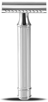 Bullfrog Rasoio Di Sicurezza, Doppio Filo Chiuso, Rifinito a Mano, Tradizionale, Classico, Pregiato, Metallo Cromato - Compatibile con le Classiche Lamette Usa e Getta - Made in Germany