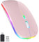 PASONOMI Aggiornamento mouse wireless, mouse wireless a LED, ricaricabile, silenzioso, mouse wireless 2,4 G, mouse USB con ricevitore USB di tipo C, compatibilità con computer/PC/tablet (rosa)
