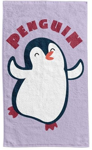 damaloo Kinderhandtuch 30x50cm mit Pinguin Motiv aus Baumwolle - Händetuch für Mädchen – Lila Gästehandtuch – Gesichtstuch & Handtuch - Kleiner Waschlappen 30x50 cm - Kinder Handtuch klein